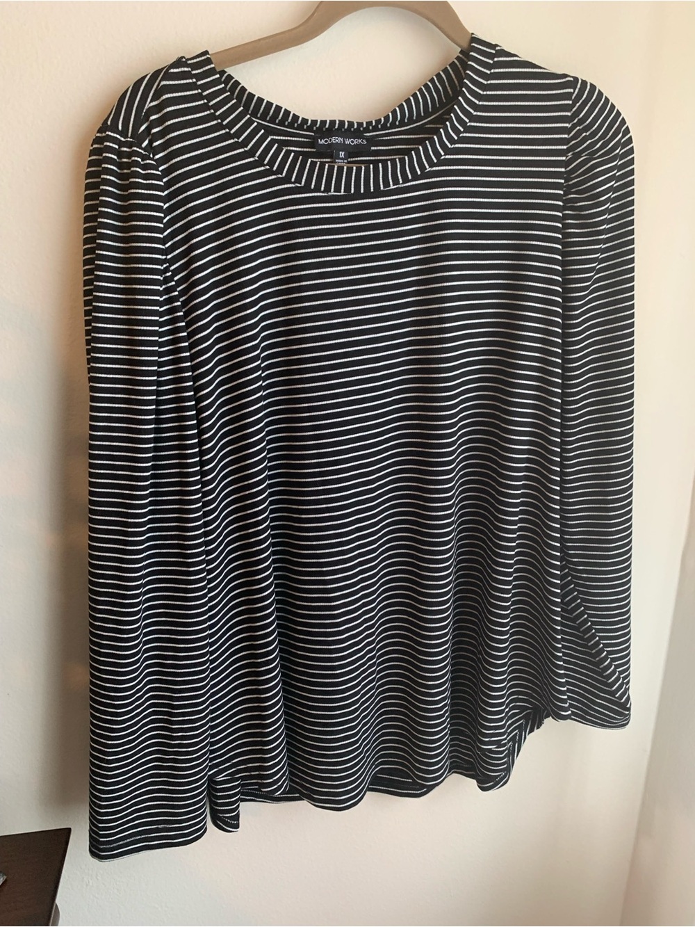 MODERN WORKS PLUS SIZE 1X Black and White Striped Top